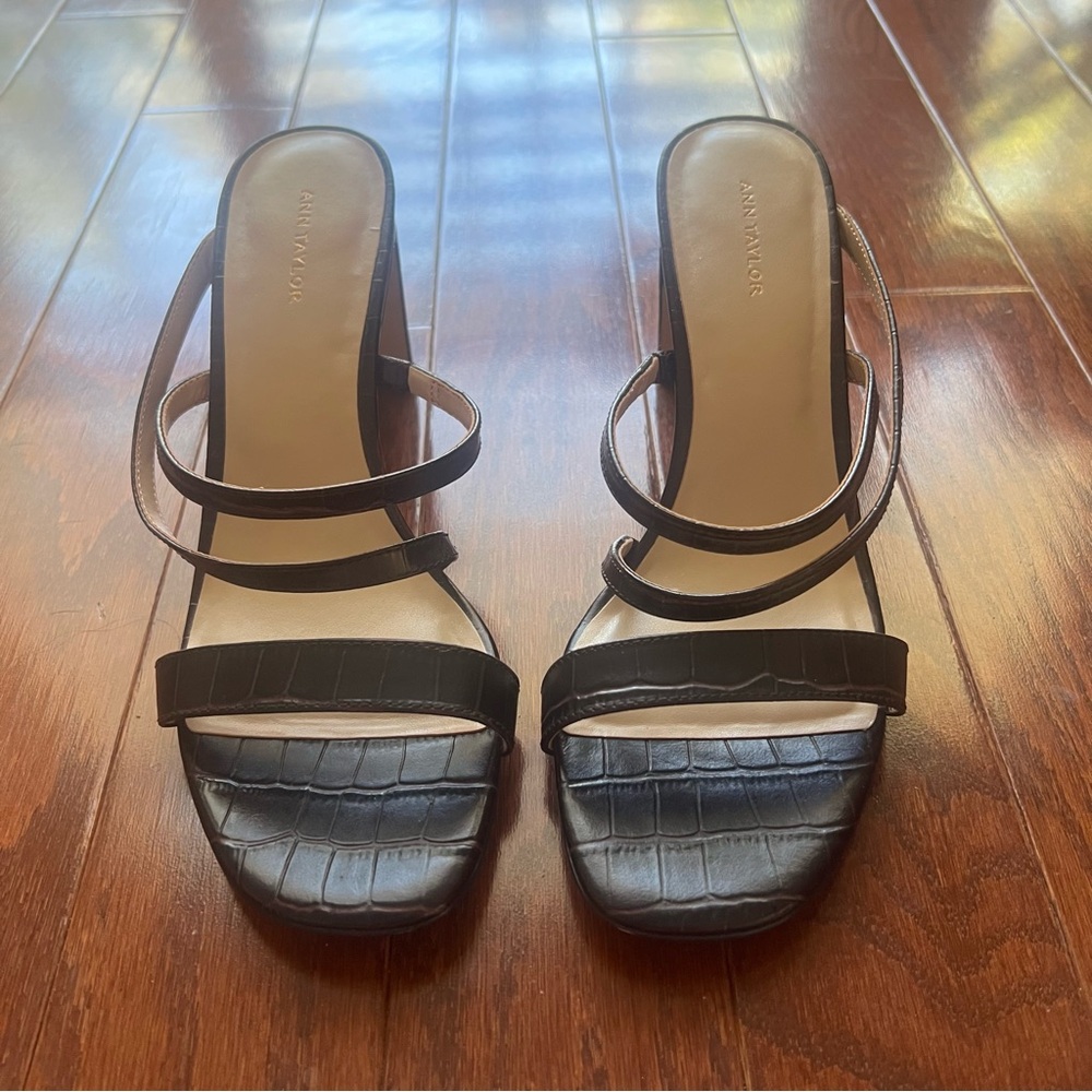 Ann Taylor Black Croc-Embossed Heels